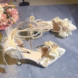 MQTIME  -  White Bridal Shoe Wedding Shoes for Women Luxury Designer Mary Jane Elegant Woman Heeled Shoes Designer Heels Y2k Style Shoes