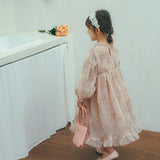 MQTIME  -  New Spring Baby Girls Pink Princess Dresses Sequins Puff Sleeve Ball Gown Children Birthday Party Dress