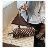 MQTIME  -  Retro Polka Dot Bag Fashionable Large-capacity Adjustable Commuter Casual Shoulder Bag