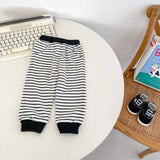 MQTIME  -  Autumn new baby clothing, 0-3 year old male and female babies, two-piece striped hooded long sleeved zipper jacket+pants set