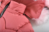 MQTIME   -30℃ Winter Padded Warm Jackets Girls Thick Plus Velvet Long Style Coats Teen Kids Heavy Cold-proof Hooded Windbreaker Snowsuit