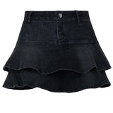 MQTIME  -  Spring Summer Fresh Sweet Mini Denim Skirts Women Korean Culottes Fishtail Ruffle Slim Vintage Distressed Skirt Female Casual