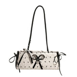 MQTIME  -  Korean Y2k  Large Capacity Handbag Shoulder Bags Retro Cute Bow Lace Ballet Style Points Women's Bag Tote Bags Beach Bag Purse