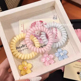 MQTIME  -  Cherry Blossom Candy Color Jelly Phone Line Hair Band Children's Spring New High Elasticity Seamless Hair Girl Headdress