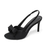 MQTIME  -  Fish Mouth Back Empty Single Shoes Summer Bow Stiletto Thick Heel High Heels Sexy Open-toed Sandals Women