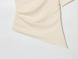  MQTIME  -  Women's Asymmetry Short Shirts & Blouses Top New Short Sleeve Ruched Fashion Streetwear Casual Chic Blouse Tops