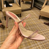 MQTIME  -  New Sexy Water Diamond Women's Thin Heel Strap High Heel Slippers