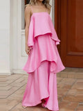 MQTIME  -  Summer Leisure Vacation Long Dress Elegant Sling Layered Satin Party Dress New Ladies Sleeveless Hollow Beach Maxi Dresses