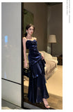 MQTIME  -  Women's Elegant Ruffles Long Dresses Fashion Spaghetti Strap Sleeveless Princess Party Dress Summer Slim Waist Casual Vestidos