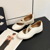 MQTIME  -  Womens Mary Jane Shoes Exquisite Ballet Chunky Sneakers for Woman Fashion Soft Leather Casual Shoes Designer Shoes Zapatos Mujer