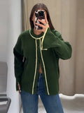  MQTIME  -  Spring Autumn O-neck Cardigan Sweater For Women Long Sleeve Single Breasted Knitted Jacket Casual Lady Street Chic Outwear