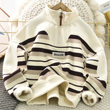 MQTIME  -  Boys Autumn Striped Sweatshirt Children Wrm Pullover Kids casual Loose Tops Teenage Fashion Warm Jumper 4-14 Years Old