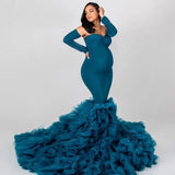 MQTIME  -  Mermaid Maternity Robes for Photo Shoot Off Shoulder Sweetheart Foto Gowns Sexy Spandex Baby Shower Dresses