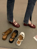 MQTIME  -  Summer Elegant Ladies Sandals Fashion Hollow Medium Heels Women Shallow Party Shoes Square Toe Casual Shoes Slim Design