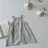 MQTIME  -  Summer Infant Overalls Loose Girl Baby Plaid Suspenders Pants Girl Kid Cotton Sleeveless Jumpsuit Newborn Casual Trousers