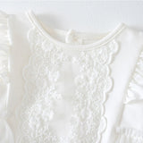 MQTIME  -  2Piece Spring Autumn Infant Girl Clothes Korean Cute Lace Cotton Long Sleeve Baby Romper Bodysuit+Hair Band Newborn Items BC1757