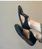  MQTIME  -  Spring Summer Fashion Hollow out Soft Leather Women Ballet Flats Comfortable Wedges 2cm Heeled Lazy Walking Loafers Casual Shoes
