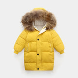 MQTIME  -  Large Fur Collar Kids Coats Boys Girls Thickened Down Jacket Children Winter Outerwear Teenager Hooded Casual Clothing 2-10Y