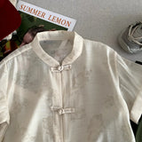  MQTIME  -  Boys Suit Spring and Summer New Childrens Wear Boys and Girls New Chinese Style Plate Button Shirt Shorts Two-piece Set