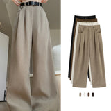 MQTIME  -  Casual Dress Pants Wide-leg Pants All-season Wear Basic Style Stylish Wide-leg Corduroy Trousers Basic Pants S