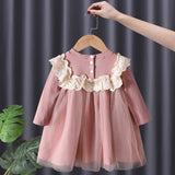 MQTIME  -  Cute Baby Girls Dresses Spring Autumn Long Sleeved Loveheart Mesh Princess Dresses 1-6Years Old Korean Girl Casual Dress