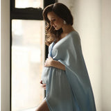 MQTIME  -  Maternity Dresses for Photo Shoot Satin Chiffon Blue Baby Showers Long Pregnancy Photography Dress Women Maternity Clothes