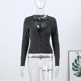  MQTIME  -  Casual Chic Lace Patchwork Knit Cardigan Women Slim V-neck Long Sleeve Buttons Female Sweater 2026 Spring Lady Cozy Knitwear