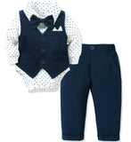 MQTIME  -  Outfits Boy Baby Blue Vest Formal Birthday Party Gentleman Formal Suit Vest Waistcoat 3 6M Baby Boy 1st Birthday Wedding Attire