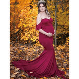  MQTIME  -  Maternity's Short Sleeve Dresses Sexy V Neck Gown Maxi Long Photography  for Pregnant Women Pregnancy Photo Shoot