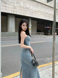 MQTIME  -  Denim Suspender Dress For Women'S Summer New French Retro Design With Personalized