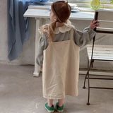 MQTIME  -  Girls' Classic Gingham Blouse and Strappy Suspender Skirt Set Baby's Toddler Kid Children Vintage Plaid Lace Lapel Collar Shirt