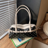  MQTIME  -  Korean Style Polka Dot Small PU Leather Top Handle Bag Ladies Contrast Color Shoulder Crossbody Bags New Trend Handbag