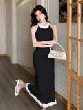MQTIME  -  Knit Tassel Sleeveless Dress For Women Slim High Waist Casual Streetwear Ladies Knitwear Summer Holiday Beach Dress