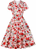  MQTIME  -  Women Summer Pin Up Casual Party Dress 2026 Short Sleeve Retro Robe 60s 50s Vintage Rockabilly 1960s 1950s Swing Dress Vestidos