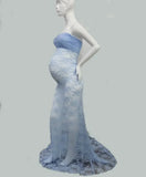 MQTIME  -  Lace Maternity Dress Sexy Photo Shoots Long Fancy Pregnancy Dress Shoulderless Maxi Gown For Pregnant Women Photography Props