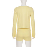 ﻿ MQTIME  -  Casual 3 Piece Set Camis Crop Tops + Long Sleeve Single Breasted Cardigans+ Shorts Fashion Women Solid Streetwear Suits Clubwear