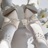 MQTIME  -  Elegant Women's Shoes Lolita Wedding Bridal Heels White Bow Butterfly Heels Y2K Heels Comfortable Mary Jane Shoe Summer