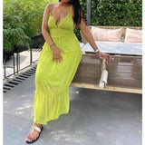 MQTIME  -  Summer New Solid Color Suspender Waist Tube Top Dress Femininity Elegant Long Dress
