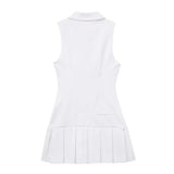MQTIME  -  Women's Blouses Dress Turn Down Collar Solid Color Straight Sport Dresses Mujer Regular Fit White Causal Vestidos