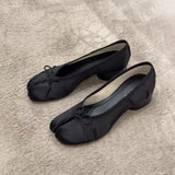 MQTIME  -  Spring Summer Luxury Satin Bowknot Split toe Women Pumps Ballet Style Fashion Pleated Tabi Low Heeled Casual Loafers Lazy shoes