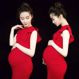 MQTIME  -   Women Photography Props Christmas Red X'mas Maternity Dresses Pregnancy Dress Clothes Studio Shoots Photo Props
