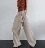 MQTIME  -  Spliced Wrapped Wide-leg Pants Women's 2025 Autumn New Design High-waisted Slimming Casual Trousers Women's Clothing