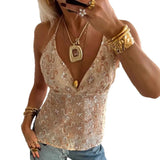 MQTIME  -  Summer new European and American women's sequined embroidered camisole vest sexy spicy girl camisole top