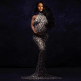 MQTIME  - Maternity Photography Sexy Shiny Goddess Bodysuit Rhinestone Maternity Dress For Photo Shoot