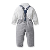 MQTIME  -  Children Boys Gentleman Clothing Sets Toddler Boy Long Sleeve Bowtie Shirts+Suspenders Pants Outfits Formal Suits
