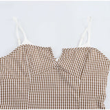 MQTIME  -  Fashion Plaid V Neck Cami Top Women Elegant Sleeveless Spaghetti Strap Camisole Tops Casual Going Out Outfit For Spring Summer