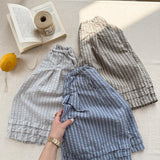 MQTIME  -  New Summer Toddlers Kids Striped Wide Leg Pants Loose Casual Ankle-length Linen Cotton Baby Boys Girls Trousers