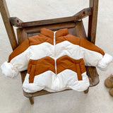  MQTIME  -  Winter new baby clothing, 0-3 year old male and female babies, small high neck warm jacket, color blocked cotton clip