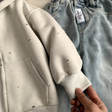  MQTIME  -  Boys' Coat Spring and Summer New Childrens Clothes Korean Style Boys and Girls Fashion Holes Loose Hoodie Jacket