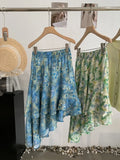 MQTIME  -  Summer Vacation Irregular Flower Print High Waist A-LINE Patchwork Fashion Skirts